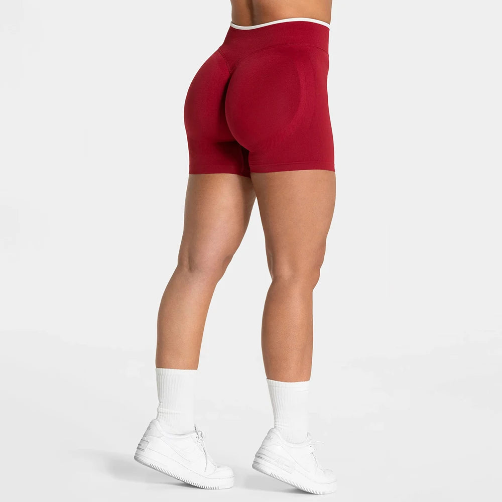 Women Seamless Yoga Shorts Scrunch Butt Gym Shorts Workout Short Leggings Running Fitness Tights White Waist Sports Shorts