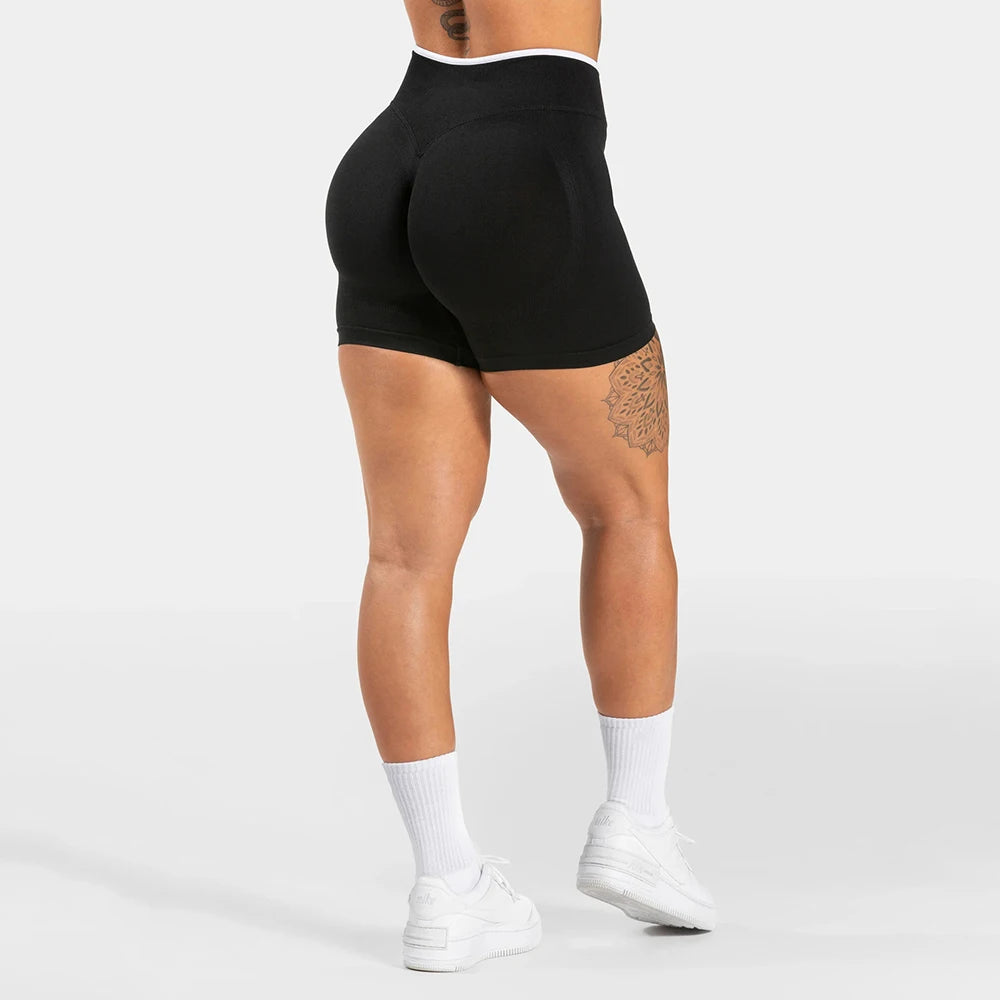 Women Seamless Yoga Shorts Scrunch Butt Gym Shorts Workout Short Leggings Running Fitness Tights White Waist Sports Shorts