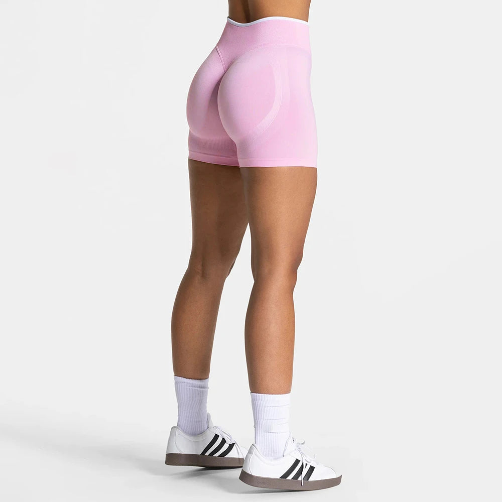 Women Seamless Yoga Shorts Scrunch Butt Gym Shorts Workout Short Leggings Running Fitness Tights White Waist Sports Shorts